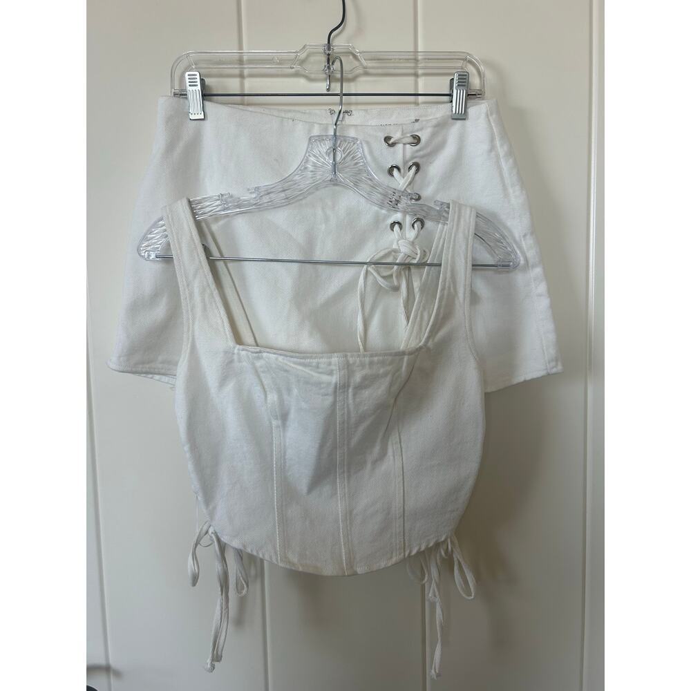 Altar’d State White Denim Size Medium Top and Matching Size Large Skort